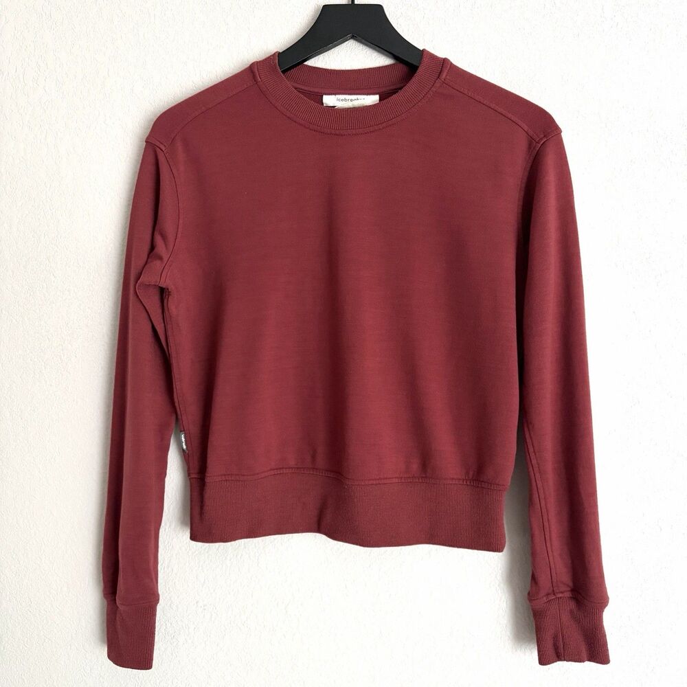 Icebreaker Womens Cropped Sweatshirt Size Red